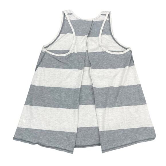 LULULEMON All Tied Up Tank Sz 6 Bold Stripe Heathered Medium Grey Angel White - Picture 4 of 5